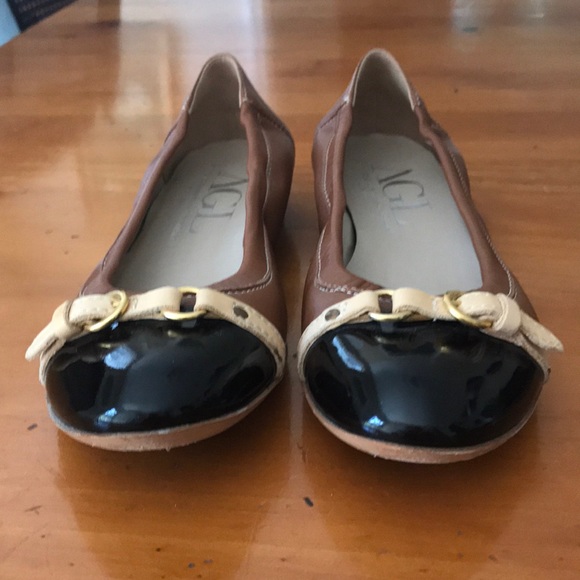 AGL black and brown leather flats size 10 - Picture 2 of 6